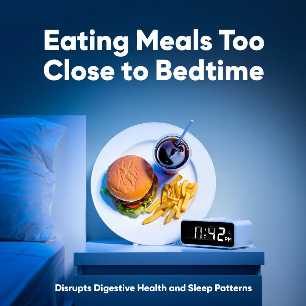 Illustration of Eating Meals Too Close to Bedtime as one bad sleep habits